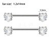 304 Stainless Steel Clear Cubic Zirconia Nipple Rings WG434B5-02-1