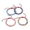 Flat Round with Evil Eye Beaded Bracelet BJEW-JB07102-02-1