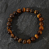 Natural Tiger Eye Round Beaded Stretch Bracelets for Men and Women SQ3560-1