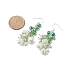 Shell Pearl & Plastic & Glass Flower Dangle Earrings EJEW-TA00193-4
