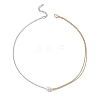 Natural Cultured Freshwater Pearl Rice Pendant 304 Stainless Steel Cable Chain Double Layer Necklaces X-NJEW-JN05682-4