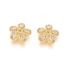 5-Petal Brass Micro Pave Clear Cubic Zirconia Bead Caps ZIRC-G153-41G-1