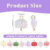 24Pcs 8 Colors Lotus Flower Transparent Glass Connector Charms PALLOY-YW00110-2
