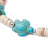 Sea Turtles & Starfish Dyed Synthetic Turquoise Beads Stretch Bracelets BJEW-JB11881-01-3