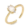 Rectangle Brass Micro Pave Cubic Zirconia Cuff Rings RJEW-Z111-04G-6