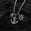 Stainless Steel Star Round Anchor Pendant Necklaces for Men SA2607-1