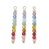 Natural Agate & Carnelian & Green Aventurinee & Aquamarine & Amethyst Faceted Round Beaded Chakra Pendants PALLOY-JF03450-1