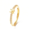 Clear Cubic Zirconia Initial Letter Adjustable Ring RJEW-C052-01G-N-1