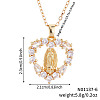 Vintage Brass Cubic Zirconia Religious Virgin Mary Heart Hollow Pendant Necklaces AB7554-2-1