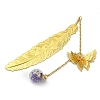 Golden Tone Brass Feather Bookmarks AJEW-WH0020-55G-02-1