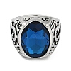 Oval 304 Stainless Steel Glass Finger Rings RJEW-D083-14AS-01-2