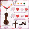 DIY Wood Round Heart Cross & Cowhide Leather Cord Necklaces Making Kits DIY-GA0007-97-2