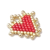 Handmade MIYUKI Glass Seed Beaded Heart Pendants PALLOY-MZ01067-01-3