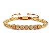 8mm Brass Micro Pave Clear Cubic Zirconia Round Ball & Polygon Braided Bead Adjustable Bracelets for Women Men ZV7034-1-1