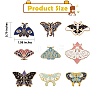 9Pcs 9 Style Butterfly Alloy Enamel Brooches JEWB-SZ0001-12-1