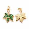 Autumn Theme Brass Cubic Zirconia Charms X-KK-P216-06MG-01-2