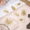 16Pcs 4 Styles Brass Rectangle with Leaf Bookmarks AJEW-DR0001-70-3