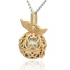 Golden Tone Brass Hollow Round Cage Pendants KK-J237-05G-2