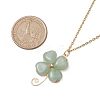 Natural Green Aventurine Shamrock Pendant Shamrock Necklaces NJEW-JN05102-01-3