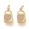 Brass Micro Pave Clear Cubic Zirconia Pendants ZIRC-K086-05G-1