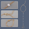 2Pcs 2 Colors Alloy Satellite Chains Finger Ring Bracelets for Women BJEW-CY0001-09-5