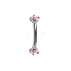 304 Stainless Steel Flat Round Cubic Zirconia Eyebrow Curved Barbell Rings WG8201B-05-1