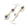 Cowrie Shell Flower Dangle Earrings EJEW-MZ00250-05-4