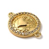 Rack Plating Brass Micro Pave Clear Cubic Zirconia Connector Charms KK-K345-16G-2