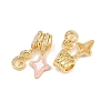 Brass Enamel & Clear Cubic Zirconia European Dangle Charms KK-CBA415D-12G-3