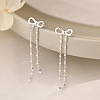 Bowknot 925 Sterling Silver Tassel Stud Earrings FS-WGF533A-01-1