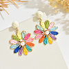Flower Alloy Raffia Dangle Stud Earrings FS-WG63945-04-1