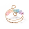 Glass Seed Rotating Beaded Cuff Ring RJEW-JR00511-01-6