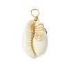 Natural Cowrie Shell Pendants PALLOY-JF02796-01-3