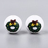 Christmas Printed Opaque Acrylic Round Beads OACR-T029-08E-2