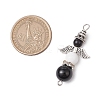 2 Styles Natural Obsidian and Black Onyx(Dyed & Heated) Angel Connector Charms PALLOY-JF03195-01-2