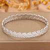 304 Stainless Steel Lotus Flower Hinged Cuff Bangles for Women WGFB475-02-1