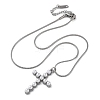 304 Stainless Steel & Plastic Pearl Cross Pendant Round Snake Chain Necklaces for Women STAS-Z114-20P-4