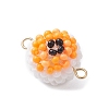 Halloween Glass Peal & Glass Seed Beaded Round Eye Links Connector Charms PALLOY-MZ00948-04-3