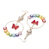 Glass Beads Pendant Dangle Earring EJEW-MZ00137-4