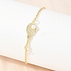 Brass Micro Pave Clear Cubic Zirconia Link Bracelets for Women KK-CBA68DA-01-3