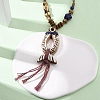 Ceramic Fish Pendant Adjustable Waxed Cord Necklaces for Women NJEW-B146-06-1