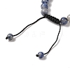 8mm Round Natural Blue Spot Jasper Braided Bead Bracelets BJEW-C067-01B-15-4