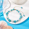 Adjustable Dyed Synthetic Turquoise & Shell Pearl Braided Bead Bracelets BJEW-JB10513-02-2