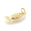 Rack Plating Brass Pave Natural Gemstone Fish Charms with Jump Rings KK-L225-013G-2