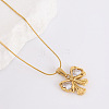 Stainless Steel with Crystal Rhinestone Bowknot Pendant Necklace for Women CP4119-1