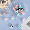 Globleland 16Pcs 4 Colors Hand with Cross Silicone Beads SIL-GL0001-07-4