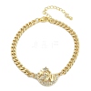 Brass Micro Pave Clear Cubic Zirconia Link Bracelets BJEW-M050-05G-02-4