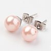 Shell Pearl Ball Stud Earring Findings X-EJEW-JE02370-2