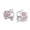 Natural Rose Quartz Kitten Pendants G-J386-C09-2