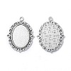 Tibetan Style Antique Silver Alloy Flat Oval Pendant Cabochon Settings LS-TIBEP-M022-20AS-2